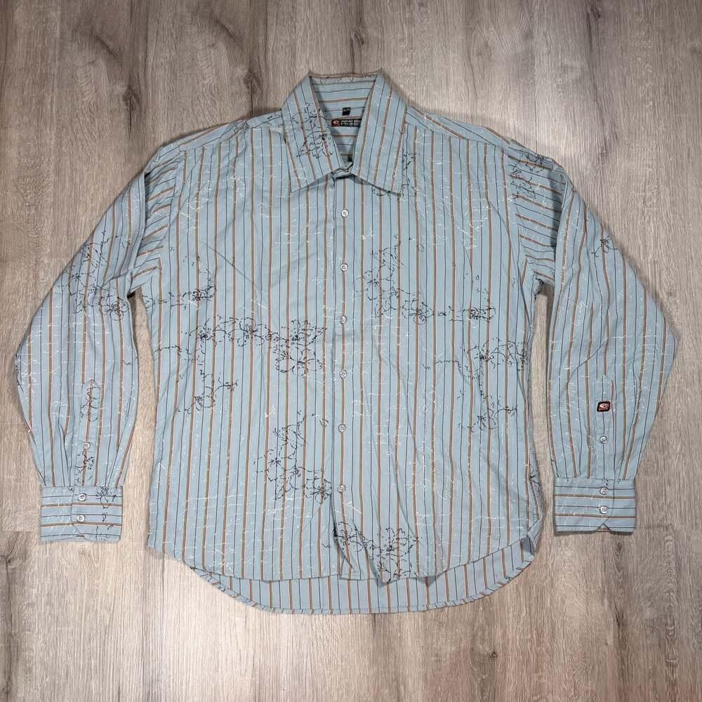 Mens Y2K Point Zero Dimension Striped Long Sleeve Button-Down Shirt XL